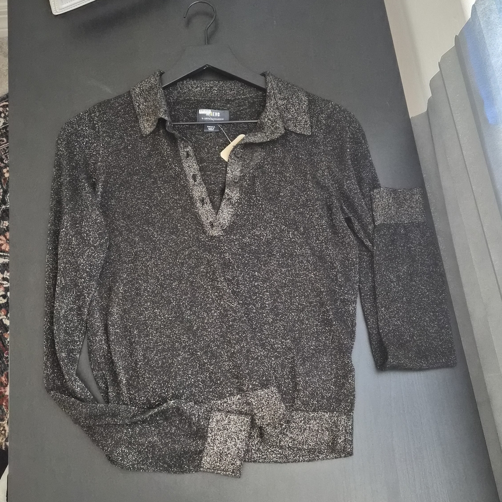 Maeve Black and Gold Sheer Top
